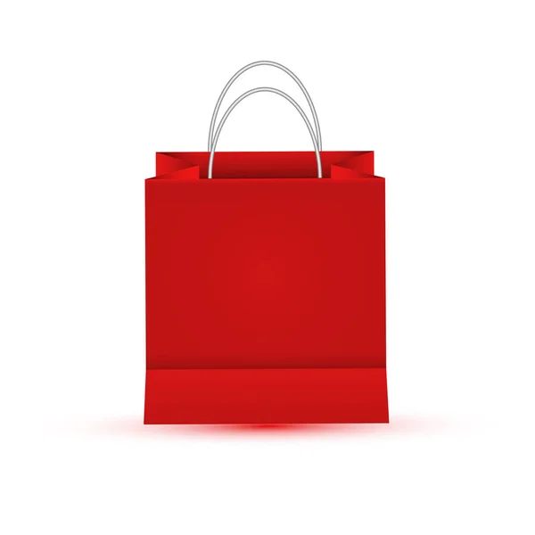 Papel de compras bolsa roja vacía, ilustración vectorial — Vector de stock