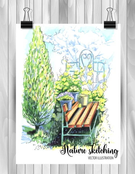 Tasarımınız için el çizilmiş deniz manzarası Çizimi,Beyaz arka plan üzerinde renkli mürekkep veya işaretçiler çizilir