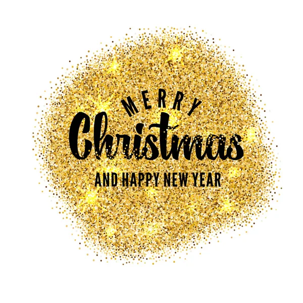 Merry Christmas gold glittering lettering design. Vector illustration. — Stock Vector