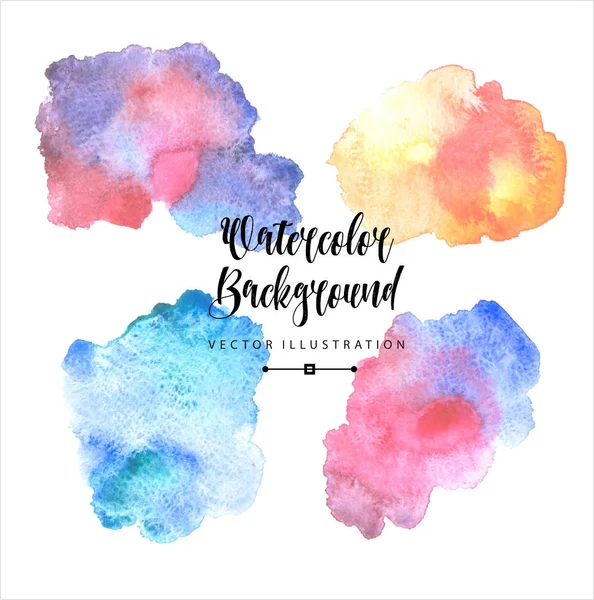 Soyut el çizilmiş suluboya lekeler arka plan çizilmiş. Vektör illüstrasyon. Renk lekeleri kümesi.