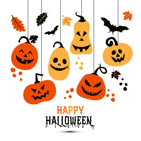 Halloween bakgrund av glada färger pumpor. Vektor illustration. — Stock vektor