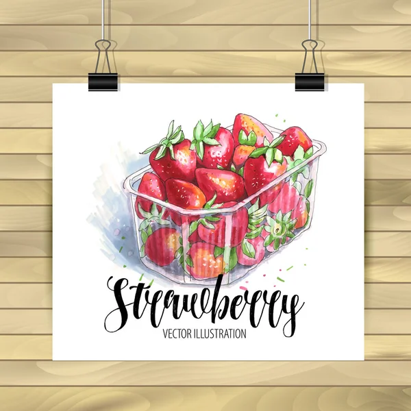 Mano disegnare di fragola in. Illustrazione vettoriale . — Vettoriale Stock