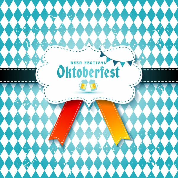 Set di illustrazioni vettoriali Ceative di etichette, badge ed elementi di design all'Oktoberfest beer festival su un modello senza soluzione di continuità — Vettoriale Stock