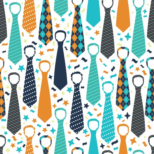 Happy Fathers Day, holiday card with ties. Seamless pattern. — Free Stock Photo