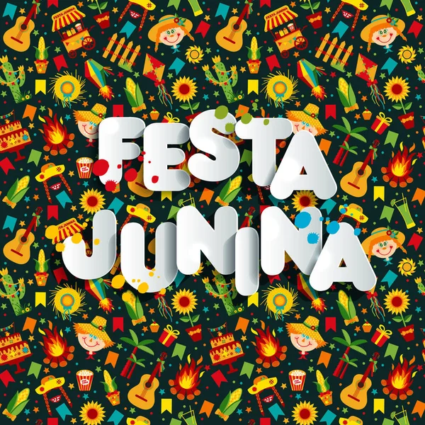 Festival de pueblo de Festa Junina en América Latina. Iconos conjunto ilustración . — Archivo Imágenes Vectoriales