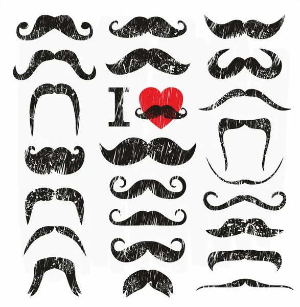 Moustaches set. Design elements of hand drawn style icons. — Stock Vector