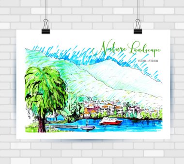 Doğa landsape el gemi ile stil yaptı