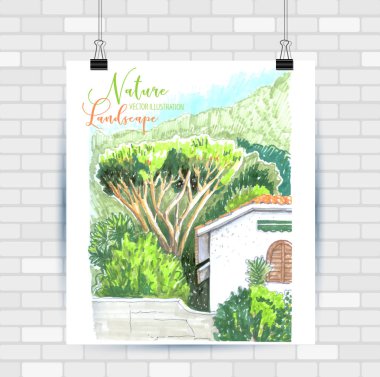 El çizilmiş tarzda şehir krokisi. Seyahat ilham.