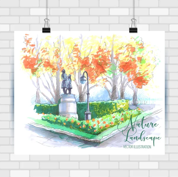 Doğa krokisi. Elle çizilmiş illüstrasyon. Vektör arka planı.