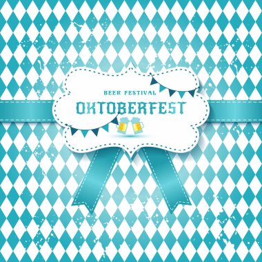 Oktoberfest bira festivalinde dikişsiz desen üzerinde etiketler, rozetler ve tasarım öğeleri Ceative vektör illüstrasyon seti