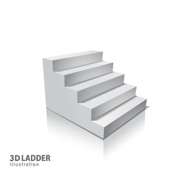 Elementy konstrukcyjne białe schody realistyczny projekt ilustracji z cieniem na przezroczystym tle. Stojak 3D na białym tle. Ilustracja na prezentację promocyjną — Wektor stockowy