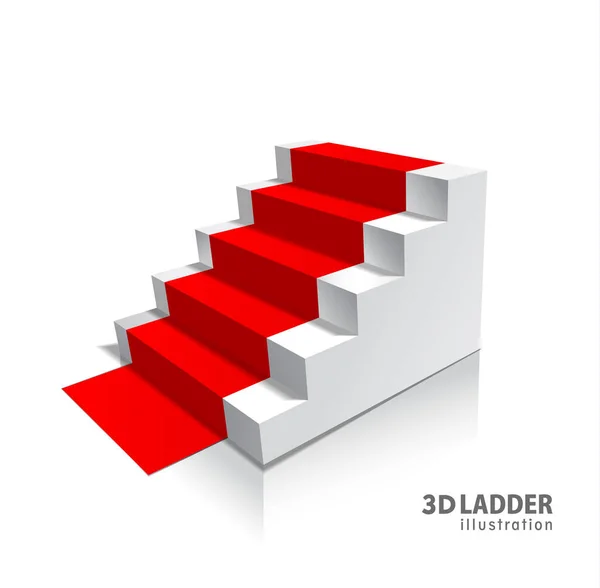 Design elements White stairs realistic illustration design with shadow on transparent background. 3D Stand on isolated with red carpet. — Stock Vector