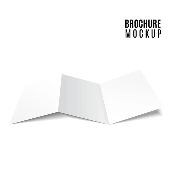 白に分離された空白の三つ折り紙パンフレットのモックアップ。ベクトルイラストレーション — ストックベクタ