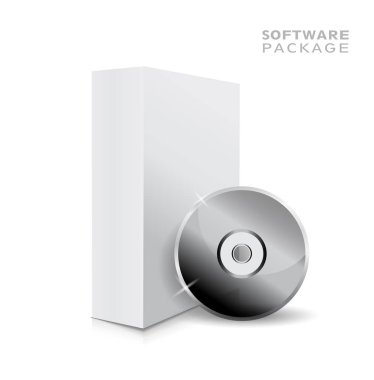 Gerçekçi beyaz vektör gölgeler ve müzik veya yumuşak Cd ile boş 3d kutu illüstrasyon açıldı.