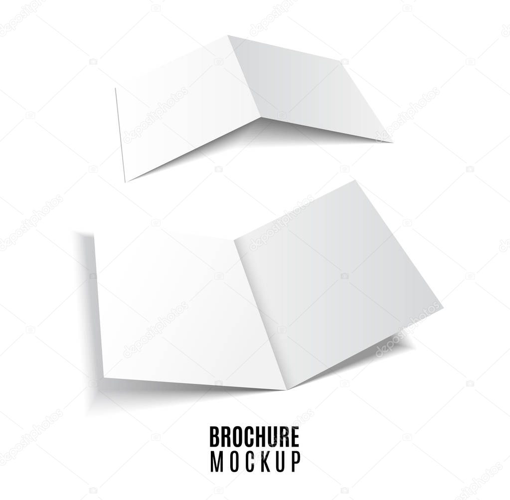 Magazine, booklet, postcard, flyer, business 3d card or brochure mockup template isolated on white.