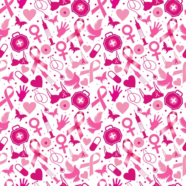 Seamless pattern of breast cancer for october awareness month. — Stock Vector
