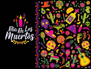 Dias de los Muertos typography banner vector. In English Translate - Feast of death. Mexico design for fiesta cards or party invitation, poster. clipart