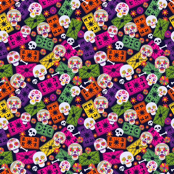 ,メキシコの要素のいくつかのシームレスなベクトルパターン,.あなたのデザインのための完璧な芸術的背景。ディアス・デ・ロス・ムエルトス。死の饗宴. — ストックベクタ