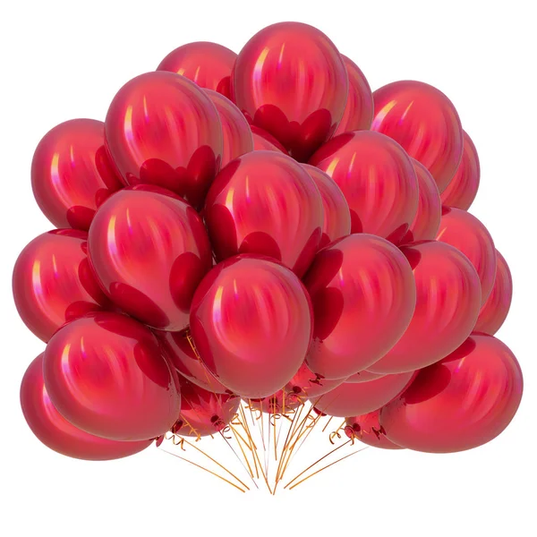 バルーン束カラフルな赤 パーティー 誕生日装飾光沢 ヘリウム風船 記念日 カーニバルのお祝いのシンボル イラストレーション — ストック写真