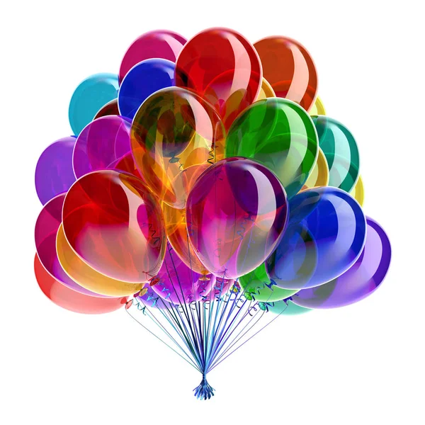 Luftballons Bunte Geburtstagsparty Glänzende Dekoration Urlaub Ballon Bündel Bunte Festliche — Stockfoto