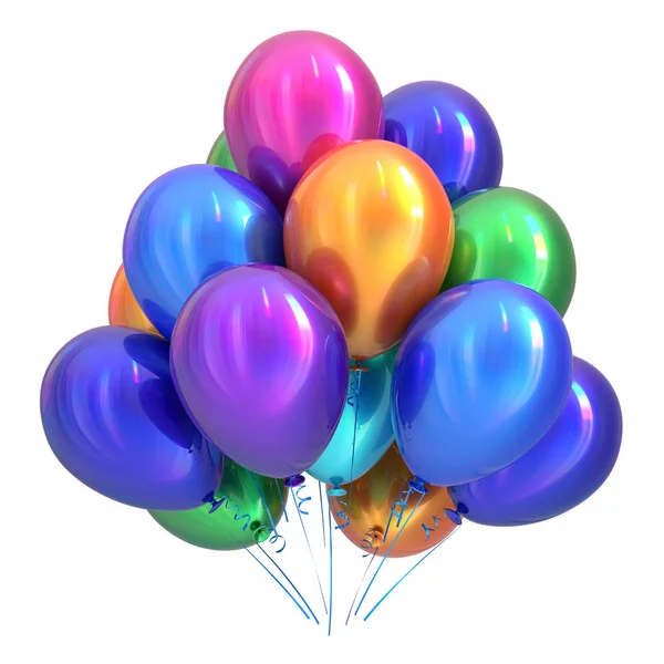 Helium Ballonger Grattis Part Dekoration Multicolor Årsdagen Firar Semester Händelse — Stockfoto