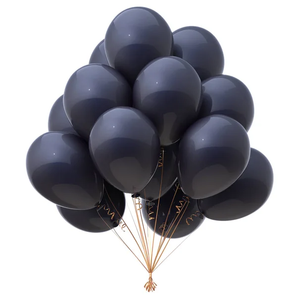 Balões Festa Pretos Feliz Aniversário Comemorar Decoração Grupo Balão Hélio — Fotografia de Stock