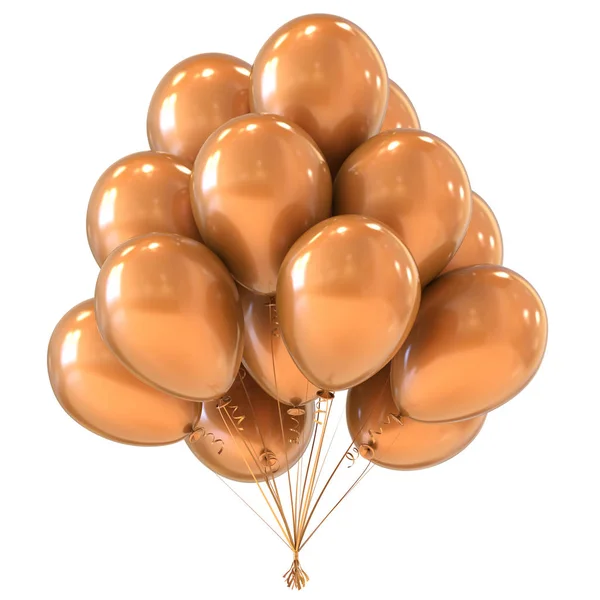 Bando Balões Dourados Feliz Aniversário Decoração Luxo Balões Amarelo Brilhante — Fotografia de Stock