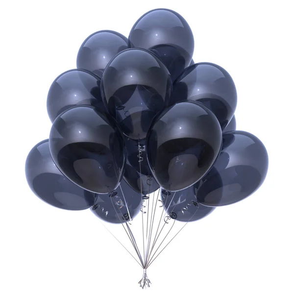 黒のパーティー風船 誕生日パーティーの装飾は暗い ヘリウム風船の束光沢 記念日 お祝い 招待状の背景のデザイン要素 イラストレーション — ストック写真