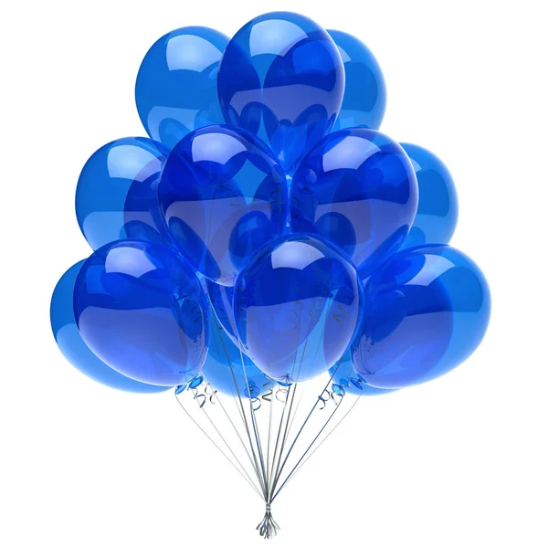 Party Balloons Bunch Blue Decoration Translucent Glossy Illustration Isolated — Stock Photo, Image