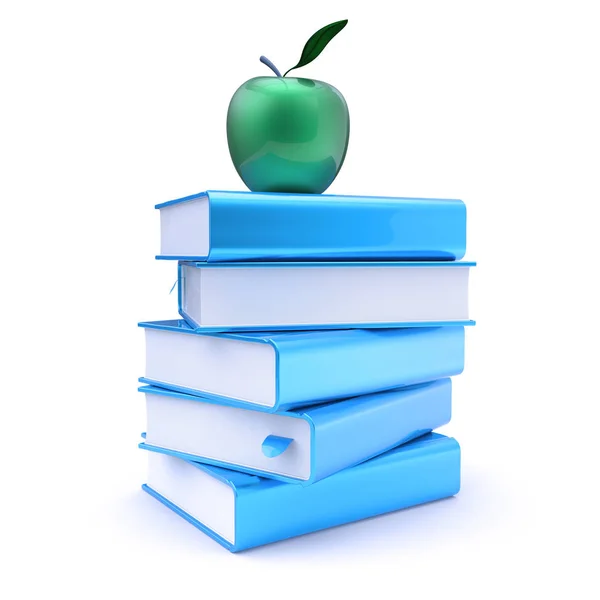 Livre Pile Bleu Pomme Vert Éducation Études École Collège Connaissance — Photo