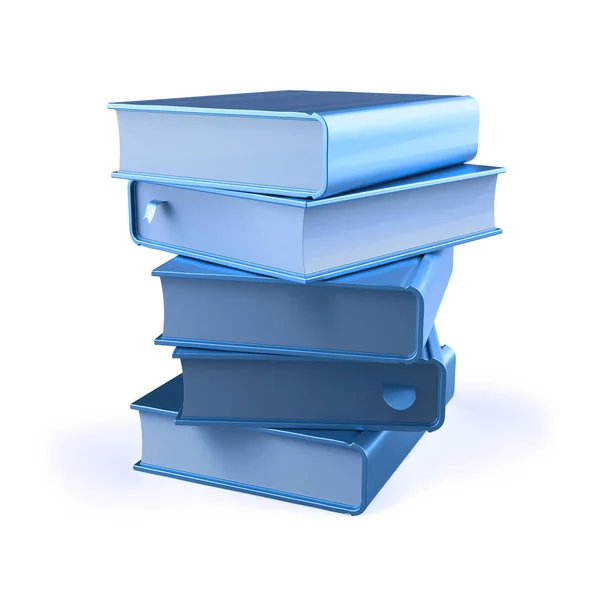 Books Blue Five Stack Book Blank Covers Textbook Bookmark Back — Stock Photo, Image