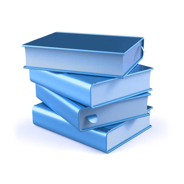Boeken Blauwe Vier Stapel Boek Lege Covers Leerboek Bladwijzer Terug — Stockfoto