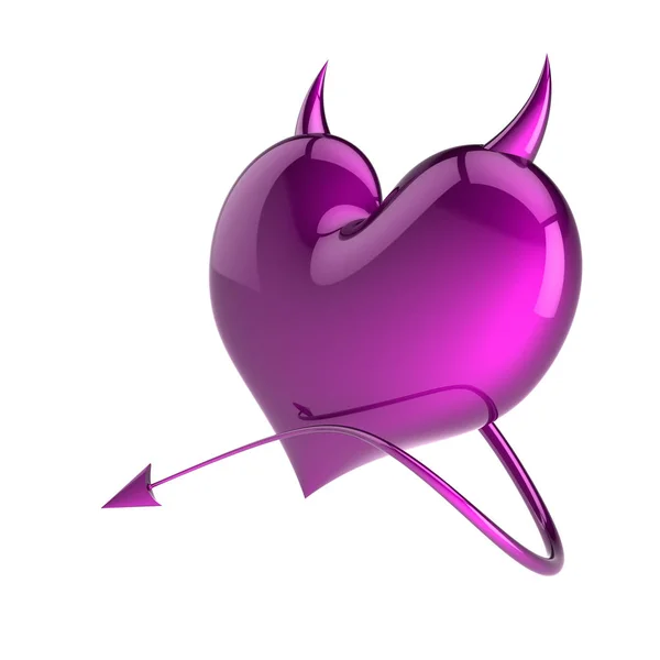 Purple Devil Heart Fake Love Abstract Demon Evil Divorce Symbol — Stock Photo, Image