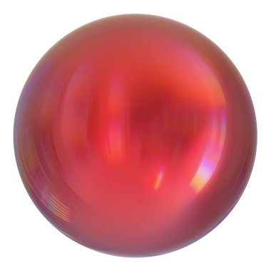 Düğmesini kırmızı Küre, temel top, daire geometrik şekil katı şekil, basit minimalist atom öğesi, tek damla parlak parlak parlak nesne, boş balon. 3D çizim