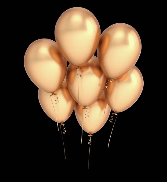 Feest Ballonnen Gouden Zeven Opvliegende Gelukkige Verjaardag Versiering Koninklijk Geel — Stockfoto