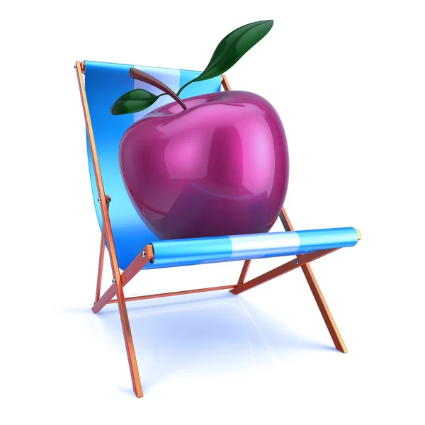 Apple Zit Strandstoel Gezond Vers Voedsel Fruit Vitamine Vegetarisch Dieet — Stockfoto