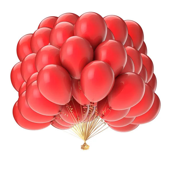Illustration Von Roten Partyballons Geburtstagsdekoration Glänzend Urlaub Jubiläums Grußkarte Einladungshintergrund — Stockfoto