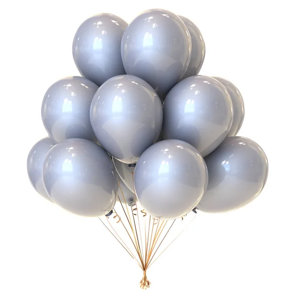 Party Balloon Bunch White Helium Balloons Birthday Decoration Festive Glossy — Stock Photo, Image
