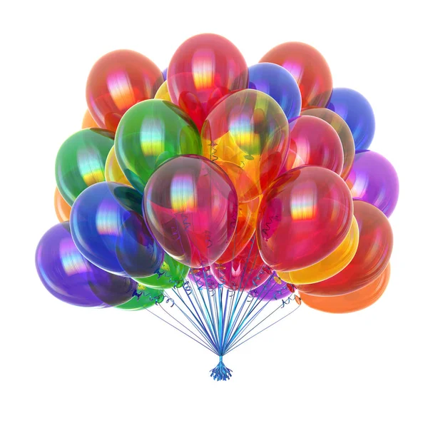 Ballon Multicolore Coloré Joyeux Anniversaire Fête Bouquet Ballons Hélium Carnaval — Photo