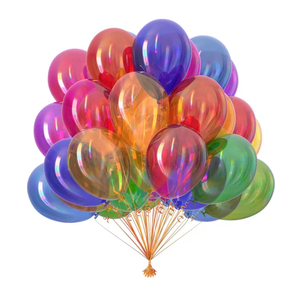 Bunte Luftballons Bunte Geburtstagsdekoration Helium Ballon Bündel Glänzend Verschiedenen Farben — Stockfoto