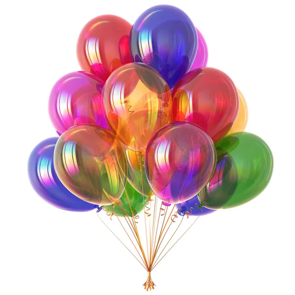 Illustration Helium Luftballons Bündel Bunt Geburtstagsfeier Dekoration Bunt — Stockfoto