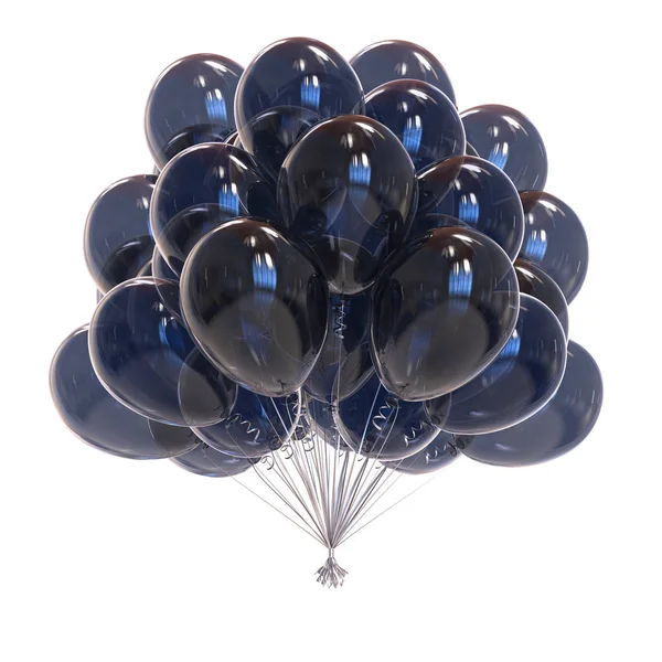Bando Balões Negros Translúcidos Festa Aniversário Decoração Escuro Brilhante Balões — Fotografia de Stock