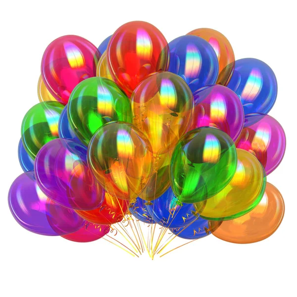 Ballons Fête Multicolore Bouquet Ballons Hélium Anniversaire Décoration Vacances Brillant — Photo