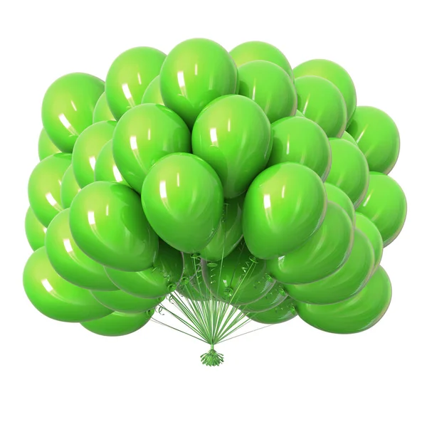 Ferienluftballons Bündel Grüne Farbe Geburtstags Dekoration Illustration Isoliert — Stockfoto