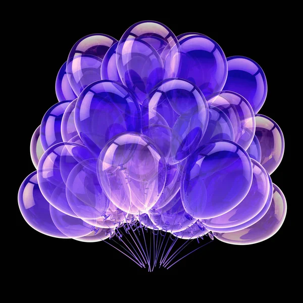 Balões Azul Púrpura Festa Aniversário Decoração Carnaval Bando Balões Hélio — Fotografia de Stock
