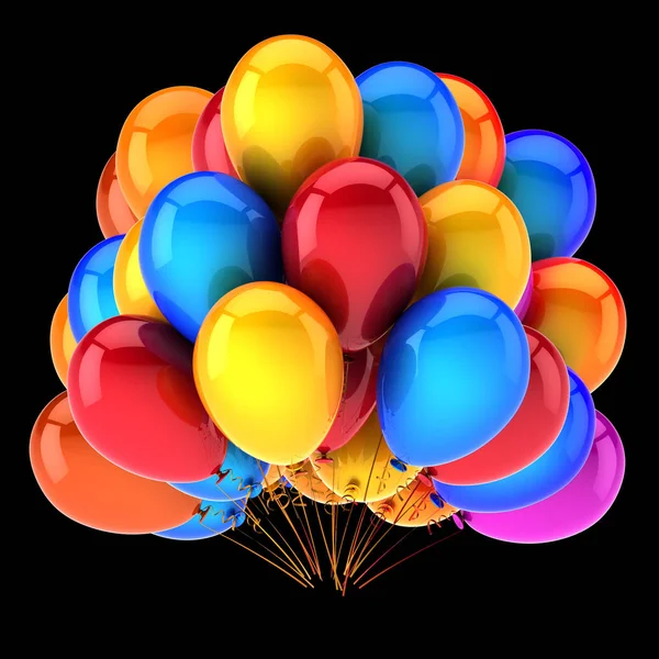 Festa Aniversário Balões Decoração Multicolorido Vermelho Azul Amarelo Colorido Bando — Fotografia de Stock