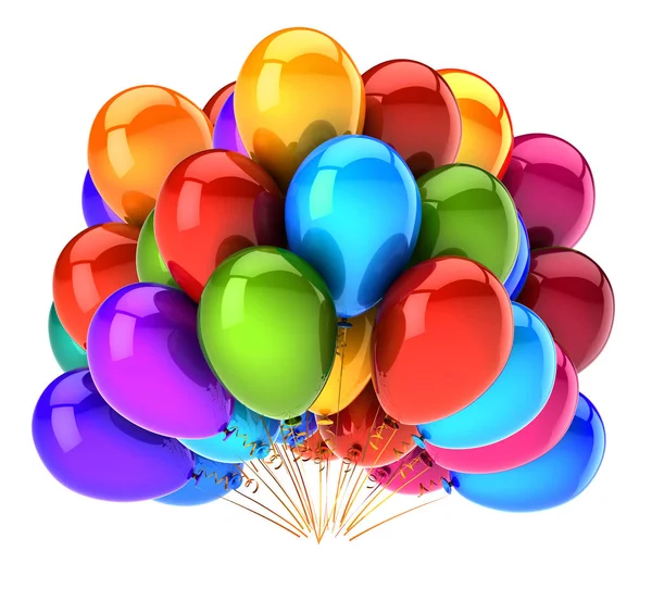 Illustration Balloons Happy Birthday Party Decoration Multicolored Colorful Helium Balloon — Stock Photo, Image