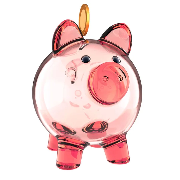 Banco Piggy Vidro Rosa Moeda Vazia Dourada Economia Dinheiro Doar — Fotografia de Stock