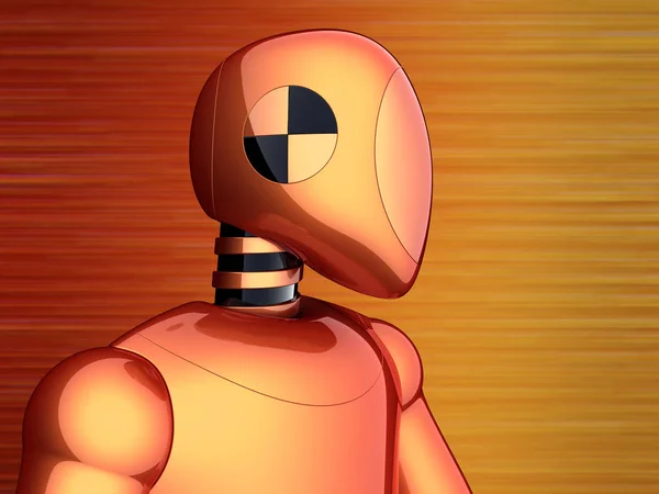 Robot Artificial Red Orange Speed Striped Background Avatar Futuristic Cyborg — Stock Photo, Image