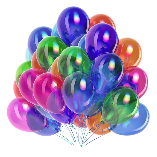 Ballons Fête Colorés Brillants Décoration Anniversaire Multicolore Bouquet Ballon Hélium — Photo